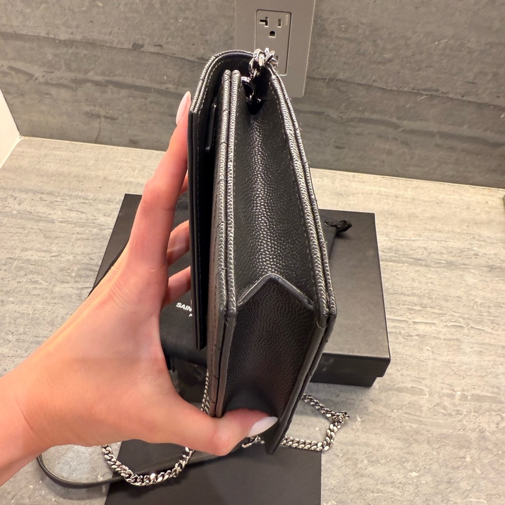 Saint Laurent Black Quilted Leather Monogram Crossbody Bag - Picture 7 of 14